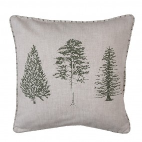 2NPT21 Cushion Cover 40x40 cm Beige Green Cotton Pine Trees Square