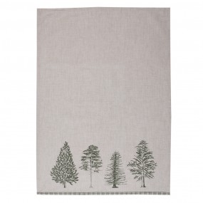 2NPT42 Tea Towel  50x70 cm Beige Green Cotton Pine Trees Rectangle