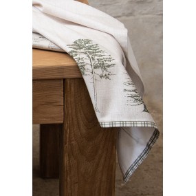 2NPT42 Tea Towel  50x70 cm Beige Green Cotton Pine Trees Rectangle