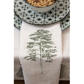 2NPT45 Pot Holder 20x20 cm Beige Green Cotton Pine Trees Square