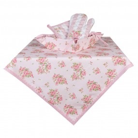 2SWR01 Tablecloth 100x100 cm Pink Cotton Roses Square