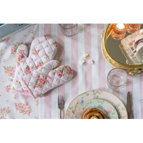 2SWR07 Tablecloth Ø 170 cm Pink Cotton Roses Round
