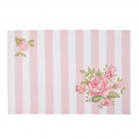 2SWR40 Placemats Set of 6 48x33 cm Pink Cotton Roses Rectangle