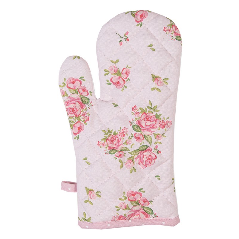 SWR44 Oven Mitt 18x30 cm Pink Cotton Roses Oven Glove