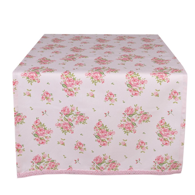 SWR64 Table Runner 50x140 cm Pink Cotton Roses Rectangle