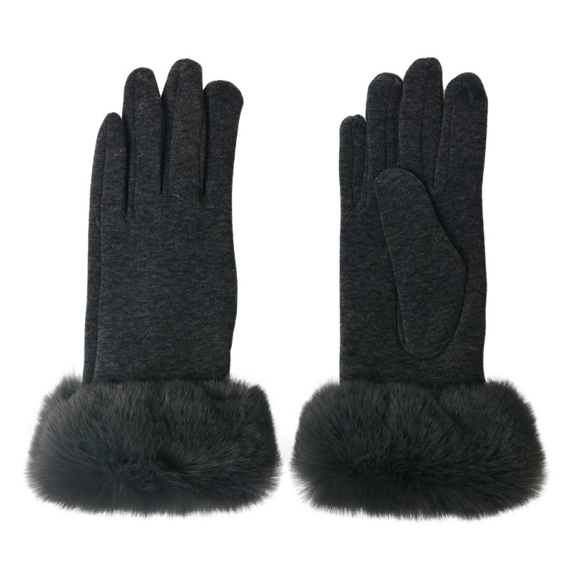 JZGL0043G Gloves with fur 8x24 cm Grey