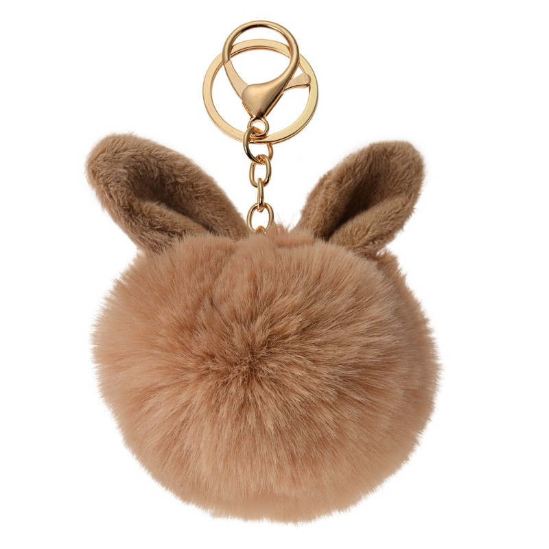 JZKC0089 Portachiavi Pompon Marrone Peluche