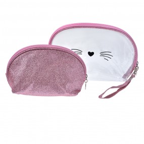 2JZSET0002P Ladies' Toiletry Bag set of 2 24x15 / 19x12 cm Pink Synthetic Oval