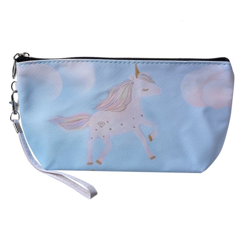 JZTB0021 Trousse de toilette pour femmes 23x13 cm Bleu Synthétique Licorne Rectangle