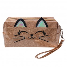 2JZTB0024P Ladies' Toiletry Bag Cat 18x10 cm Gold colored Synthetic Rectangle
