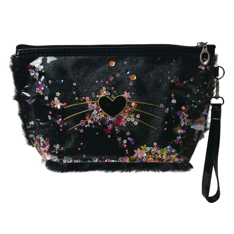 JZTB0025Z Trousse de toilette pour femmes Coeur 23x13 cm Noir Synthétique Rectangle