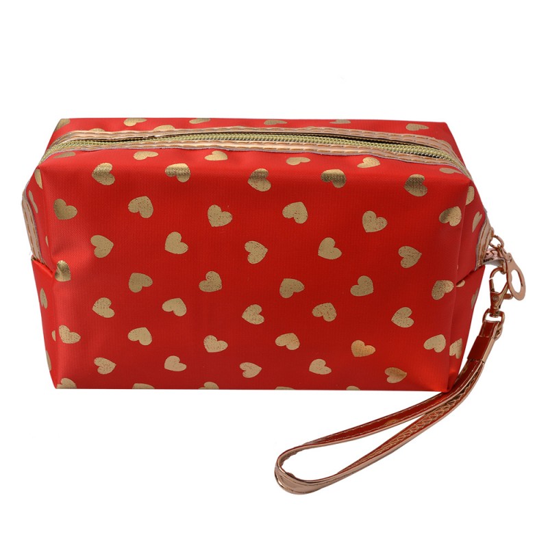 JZTB0026R Ladies' Toiletry Bag 18x10 cm Red Gold colored Synthetic Hearts Rectangle