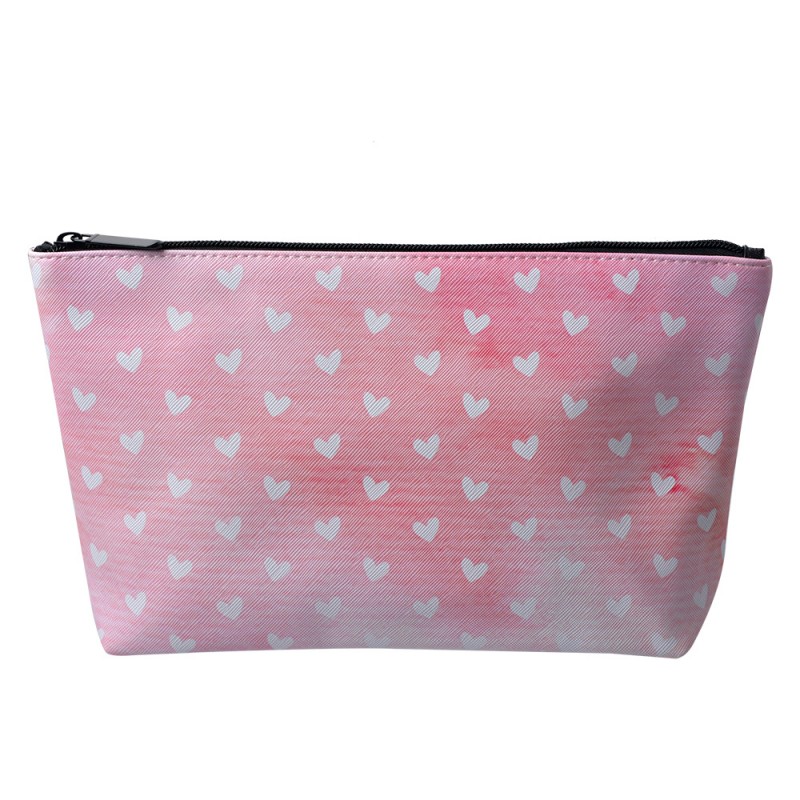 JZTT0010-01 Ladies' Toiletry Bag 26x6x16 cm Pink White Synthetic Hearts Rectangle