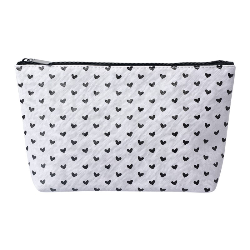 JZTTLBS-01 Ladies' Toiletry Bag 26x6x16 cm White Black Synthetic Hearts Rectangle