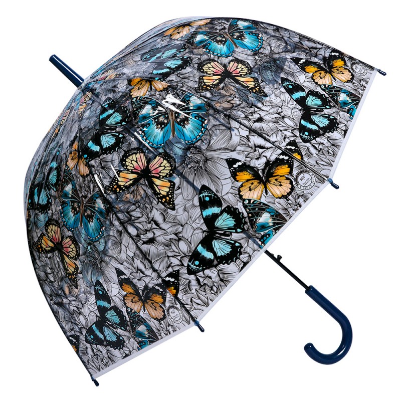 JZUM0062BL Erwachsenen-Regenschirm 60 cm Blau Schwarz Kunststoff Schmetterlinge