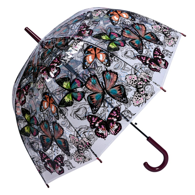 JZUM0062CH Adult Umbrella 60 cm Transparent Plastic Butterflies Transparent umbrella