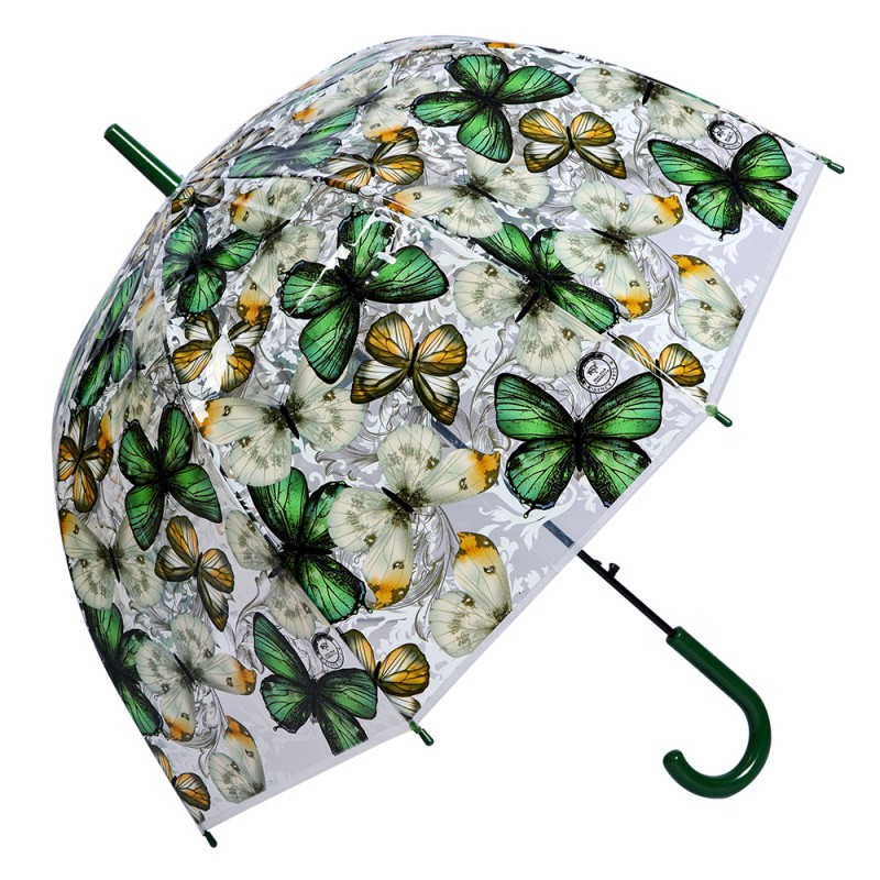 JZUM0062GR Paraplu Volwassenen  60 cm Transparant Kunststof Vlinders