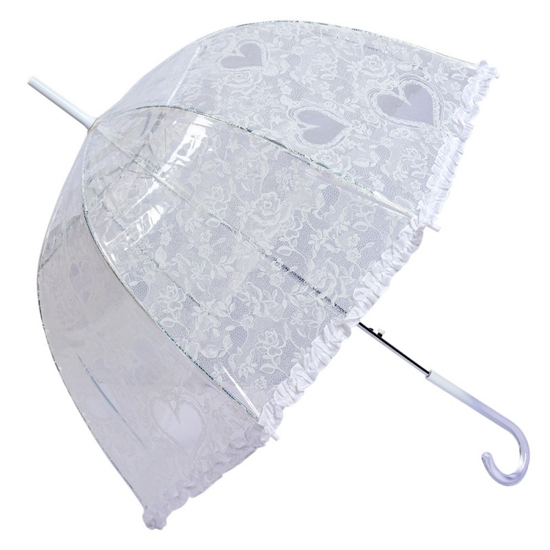 JZUM0063 Paraplu Volwassenen  60 cm Transparant Kunststof Hartjes