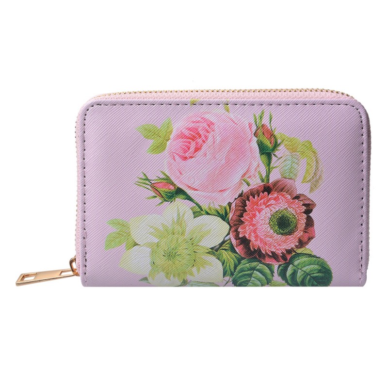JZPU0004-02 Brieftasche 10x15 cm Rosa Kunststoff Blumen Rechteck