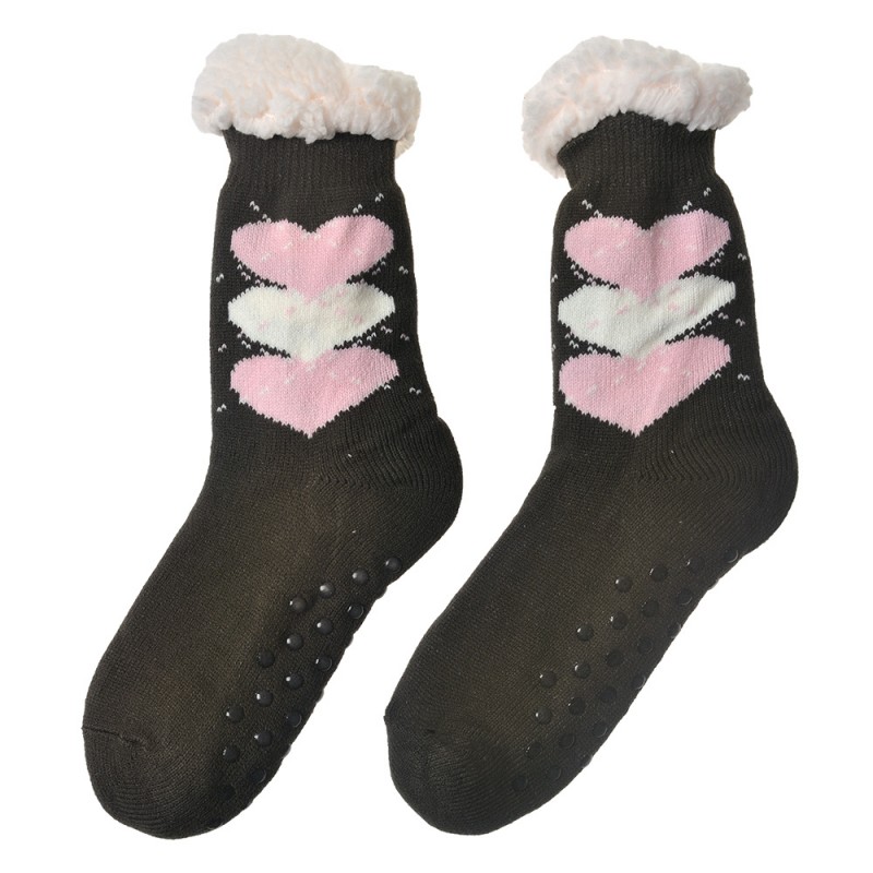 JZSK0019CH Home Socks women one size Brown Synthetic Hearts