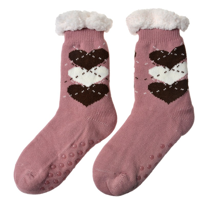 JZSK0019DP Home Socks women one size Pink Synthetic Hearts