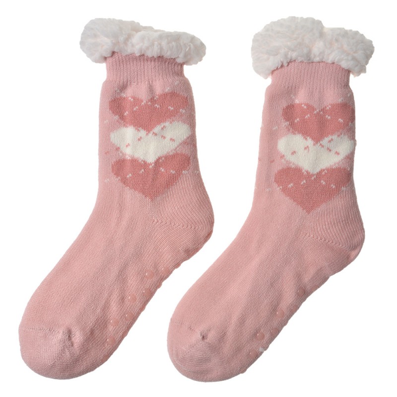 JZSK0019LP Home Socks women one size Pink Synthetic Hearts