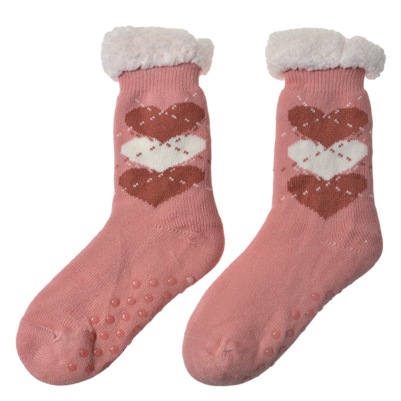 JZSK0019P Home Socks women one size Pink Synthetic Hearts