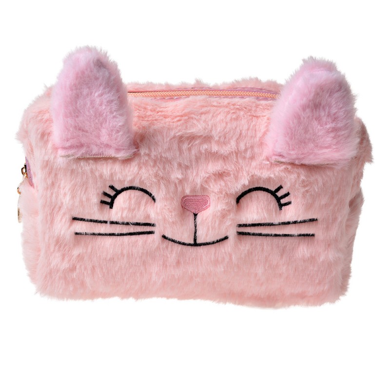 JZTB0064 Ladies' Toiletry Bag 18x8x10 cm Pink Synthetic Cat Rectangle Makeup Bag