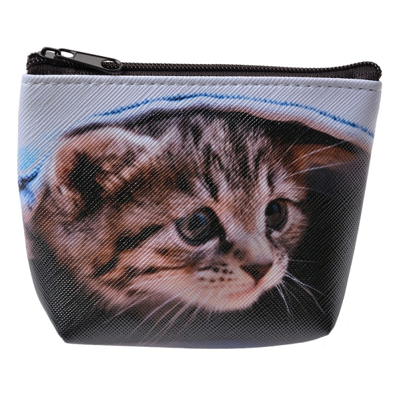 JZWA0155 Brieftasche 10x8 cm Grau Synthetisch Katze