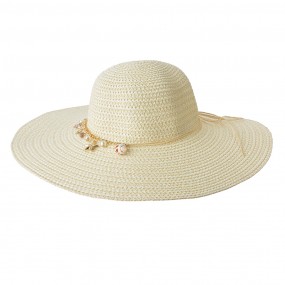 2JZHA0036 Women's Hat Ø58 cm Beige Paper straw Shells Round Sun Hat