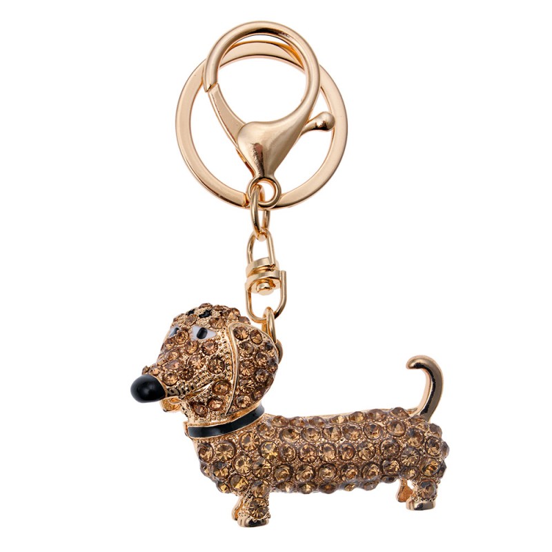 JZKC0118 Keychain Dog Dachshund Gold colored Metal