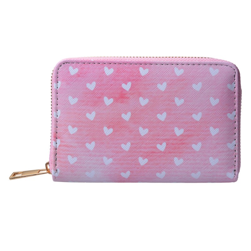 JZPU0010-02 Wallet 10x15 cm Pink Plastic Hearts Rectangle