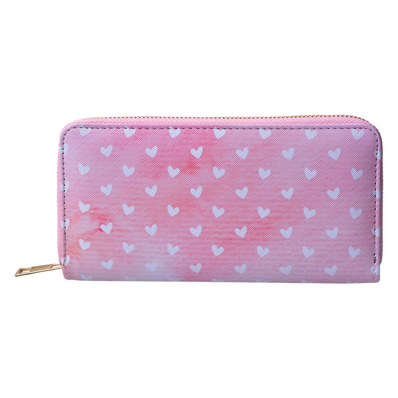 JZPU0010-03 Wallet 10x19 cm Pink Plastic Hearts Rectangle