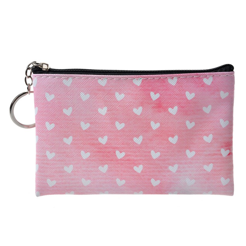 JZPU0010-04 Wallet 10x15 cm Pink Plastic Hearts Rectangle