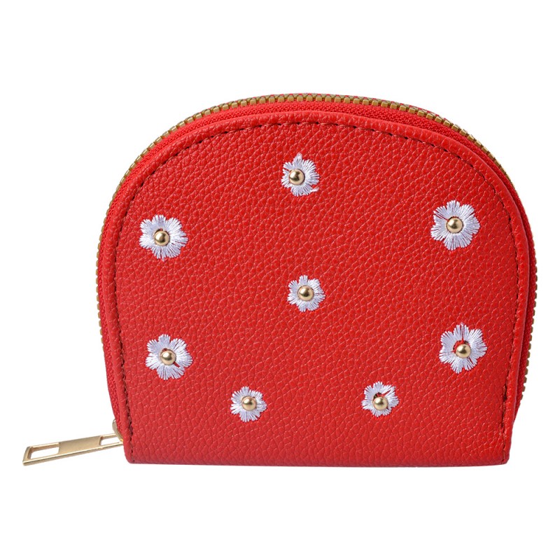 JZWA0177R Wallet 12x9 cm Red Artificial Leather Flowers