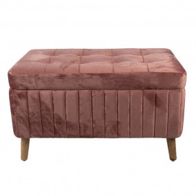 250496P Pouf 82x42x49 cm Pink Wood Textile Ottoman