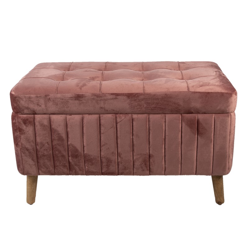50496P Pouf 82x42x49 cm Pink Wood Textile Ottoman