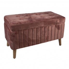 250496P Pouf 82x42x49 cm Pink Wood Textile Ottoman