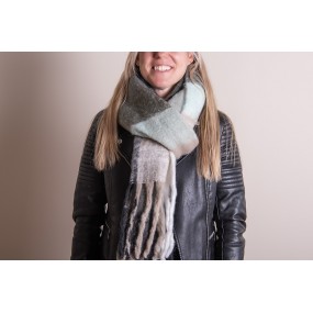 2JZSC0787G Écharpe d'hiver femmes 36x210 cm Gris Beige Losange Écharpe