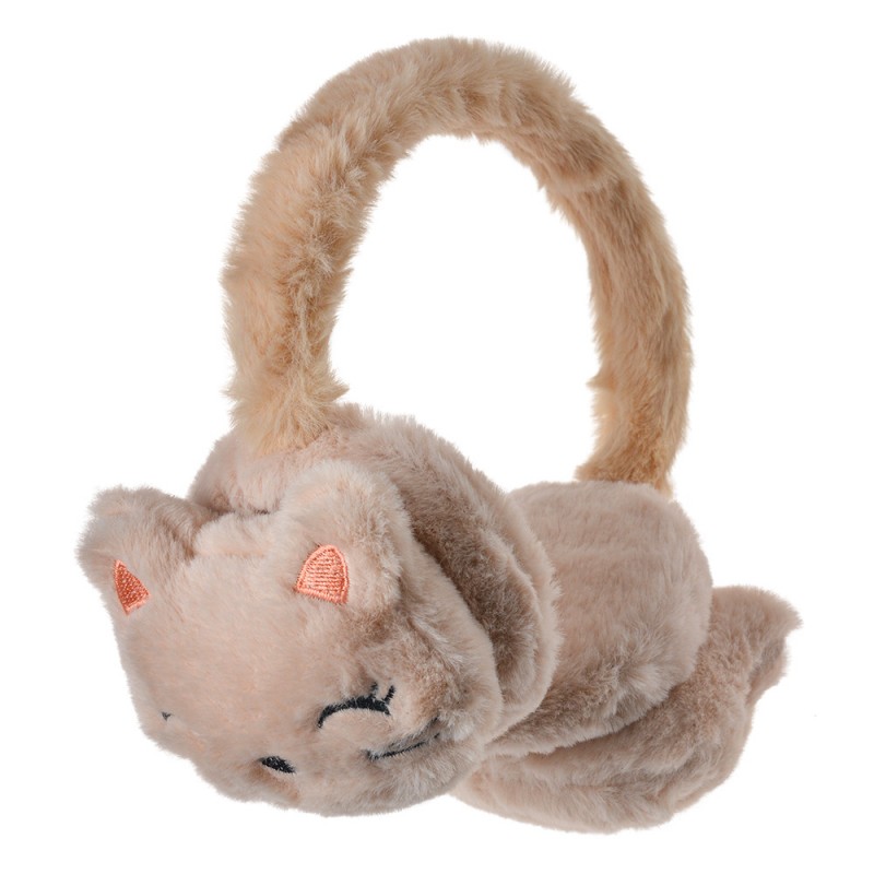 JZCEW0009BE Kids' Ear Warmers one size Beige Plush Cat