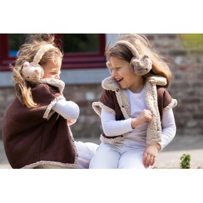 2JZCEW0009BE Oorwarmers Kinderen  one size Beige Pluche Kat