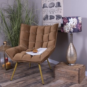 250558CH Armchair 79x91x93 cm Brown Iron Textile Living Room Chair