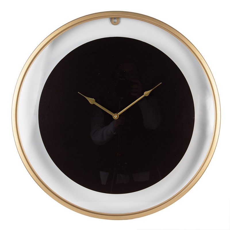 5KL0229 Wall Clock Ø 60 cm Black Gold colored Iron Glass Hanging Clock