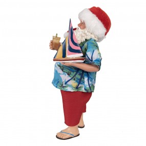265229 Figurine Santa Claus 28 cm Blue Textile on Plastic Christmas Figurine