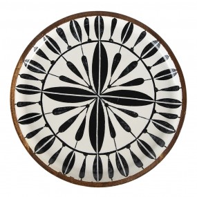 26H1976 Serving Platter Set of 3 Ø 28 Ø 23 Ø 20 cm Black White Wood Round Presentation Plate