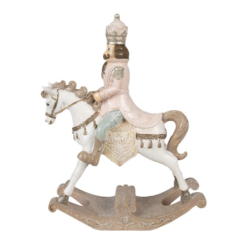 6PR3911 Statuetta Cavallo a dondolo 22x9x29 cm Bianco Plastica Schiaccianoci