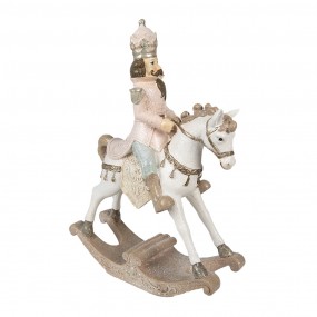 26PR3911 Statuetta Cavallo a dondolo 22x9x29 cm Bianco Plastica Schiaccianoci