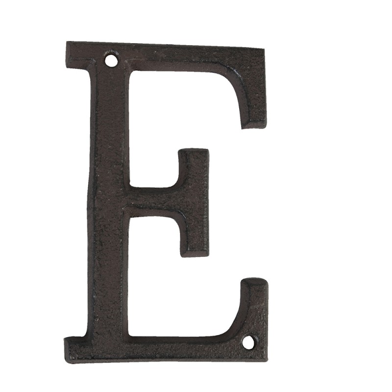 6Y0840-E Lettera E di ferro 13 cm Marrone Ferro Lettere decorative