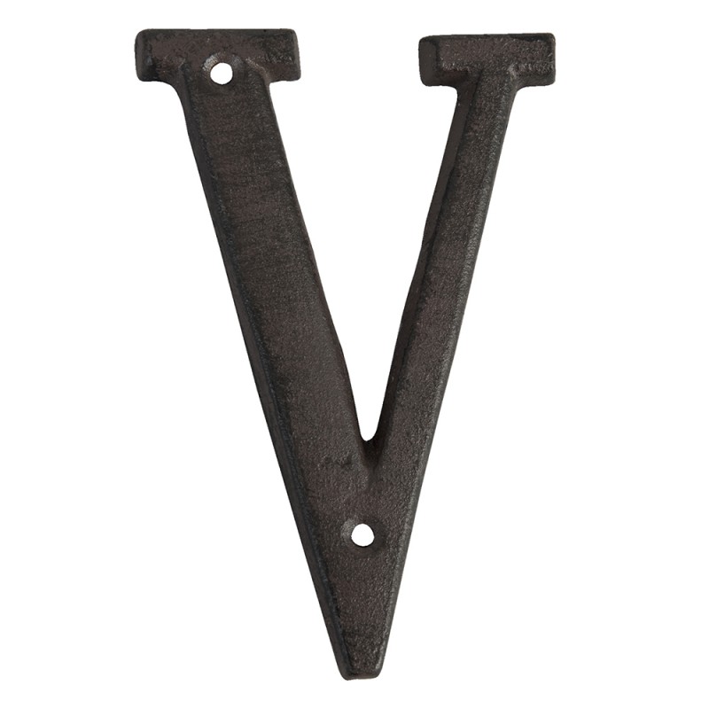 6Y0840-V Iron Letter V 13 cm Brown Iron Decorative Letters