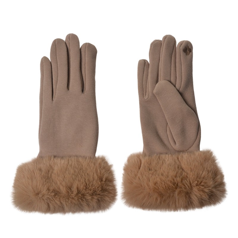 JZGL0043BE Gants en fausse fourrure 8x24 cm Beige